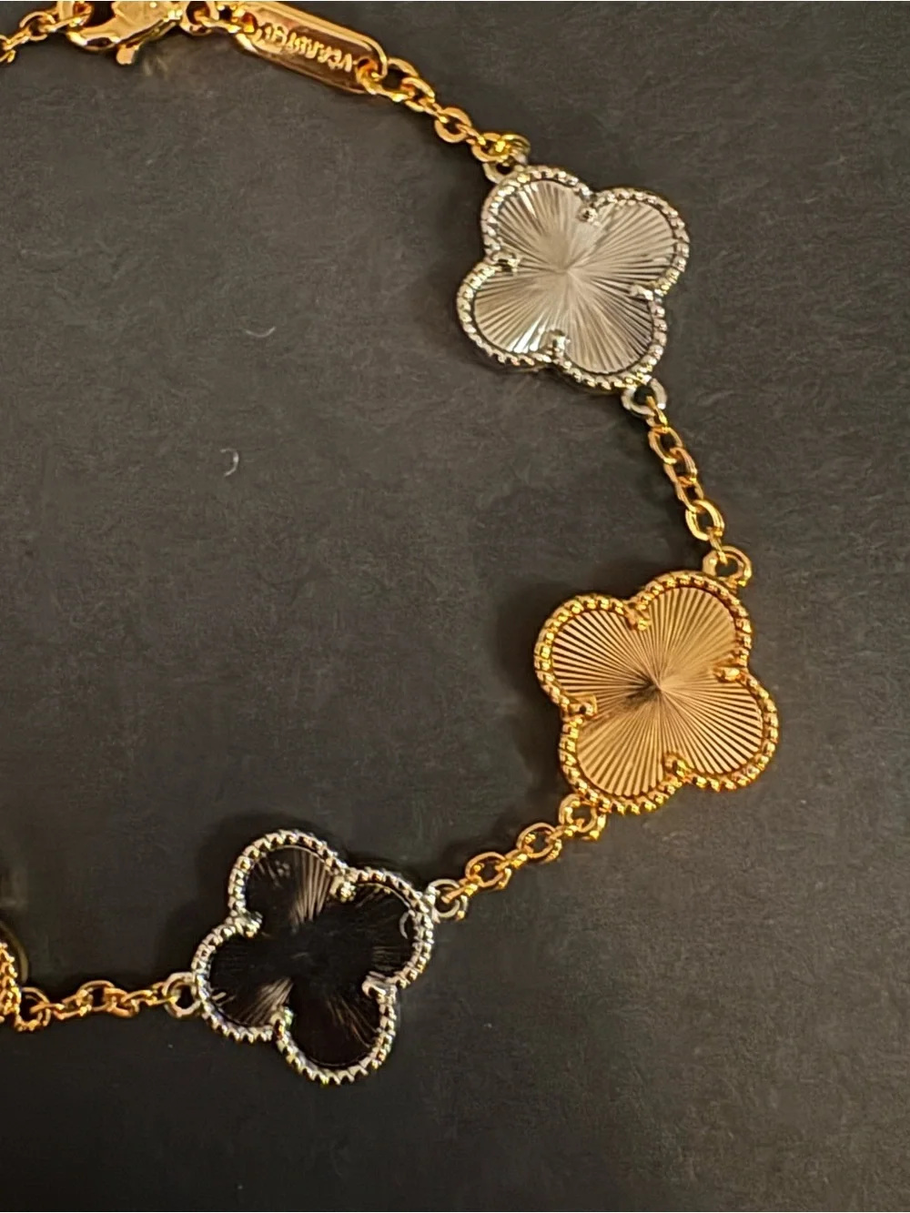 Stainless Steel Gold Silver Two Tone Clover Chain Bracelet Adjustable up to 8”